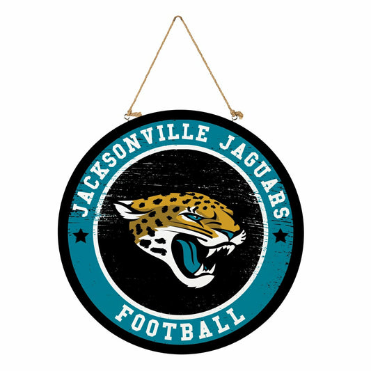 Team Sports America Best Seller - Jacksonville Jaguars Round Door Décor with Hanging Rope, 18x18