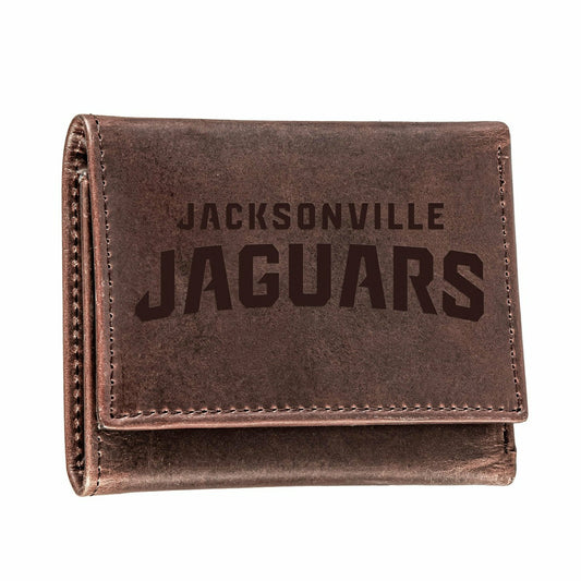 Team Sports America Everyday - Jacksonville Jaguars, Tri-Fold Wallet, Brown, CH, 100% Genuine Leather
