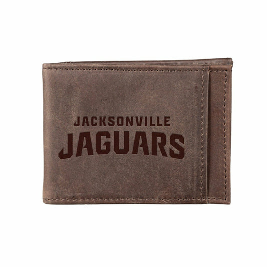 Team Sports America Trending - Front Pocket Wallet w/ RFID Blocking, Jacksonville Jaguars, Brown
