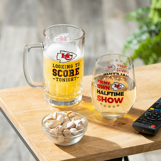 Team Sports America Signature - Kansas City Chiefs, Stemless 17OZ Wine & Beer 16 OZ Gift Set