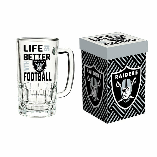 Team Sports America Signature - Glass Tankard Cup, with Gift Box, Las Vegas Raiders