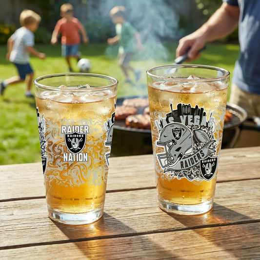Team Sports America Recommended - LAS VEGAS RAIDERS 16oz Glass pint, Set of 2