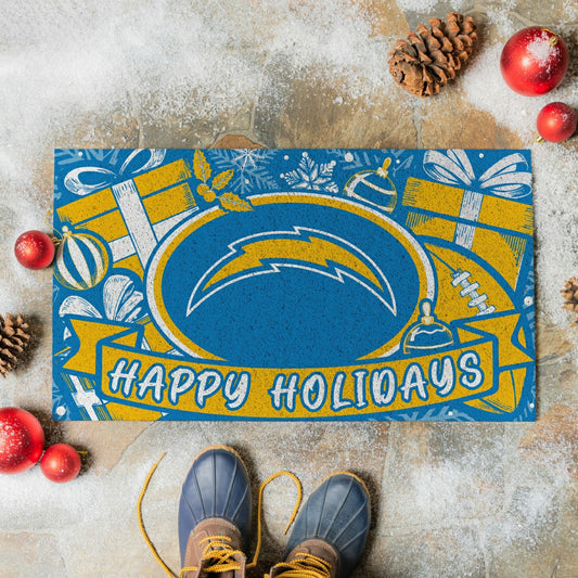 Team Sports America Recommended - Los Angeles Chargers Holiday PVC Mat, 28"x16"