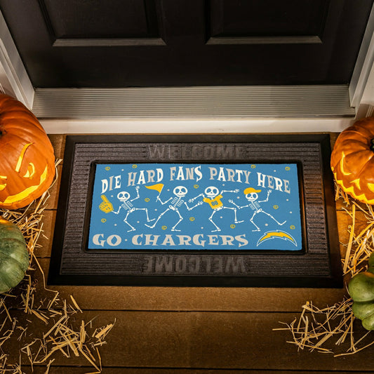 Team Sports America Recommended - Los Angeles Chargers Flocked Coir Halloween Sassafras Switch Mat, 22"x