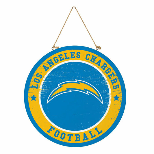 Team Sports America Everyday - Los Angeles Chargers Round Door Décor with Hanging Rope, 18x18