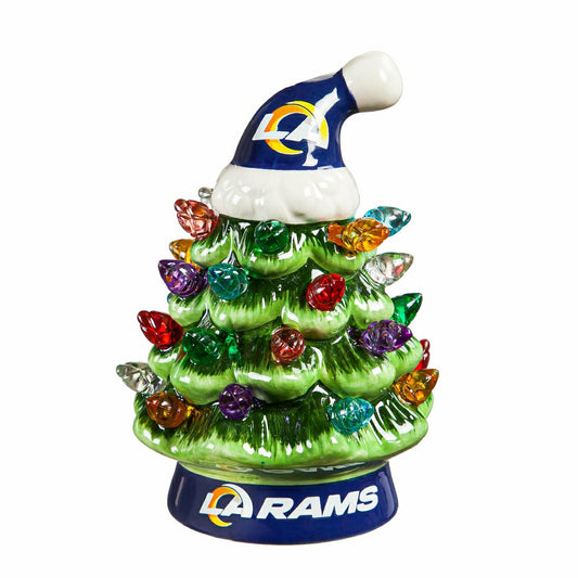 Team Sports America Best Seller - 4" Mini LED Tabletop Christmas Tree, Set of 2, Los Angeles Rams