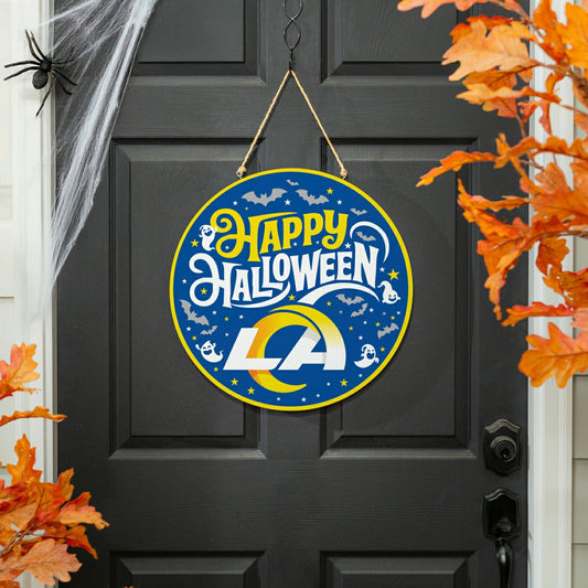 Team Sports America Classic - Los Angeles Rams Halloween Round Door Décor with Hanging Rope, 18x18
