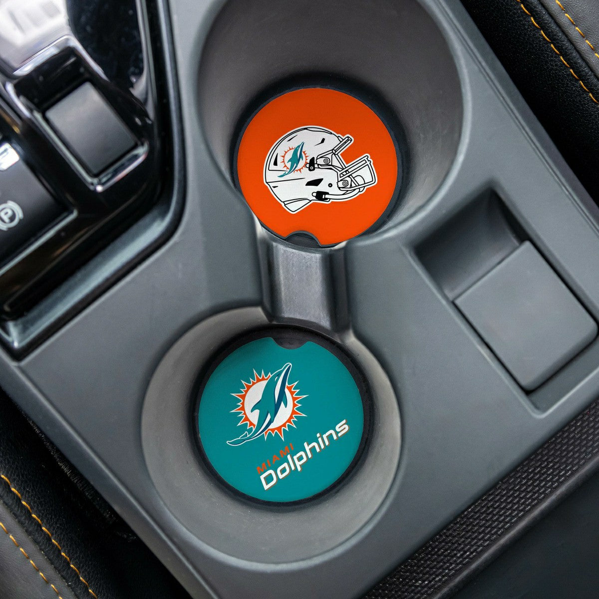Team Sports America Everyday - Miami Dolphins Car Coaster Set, 2pc