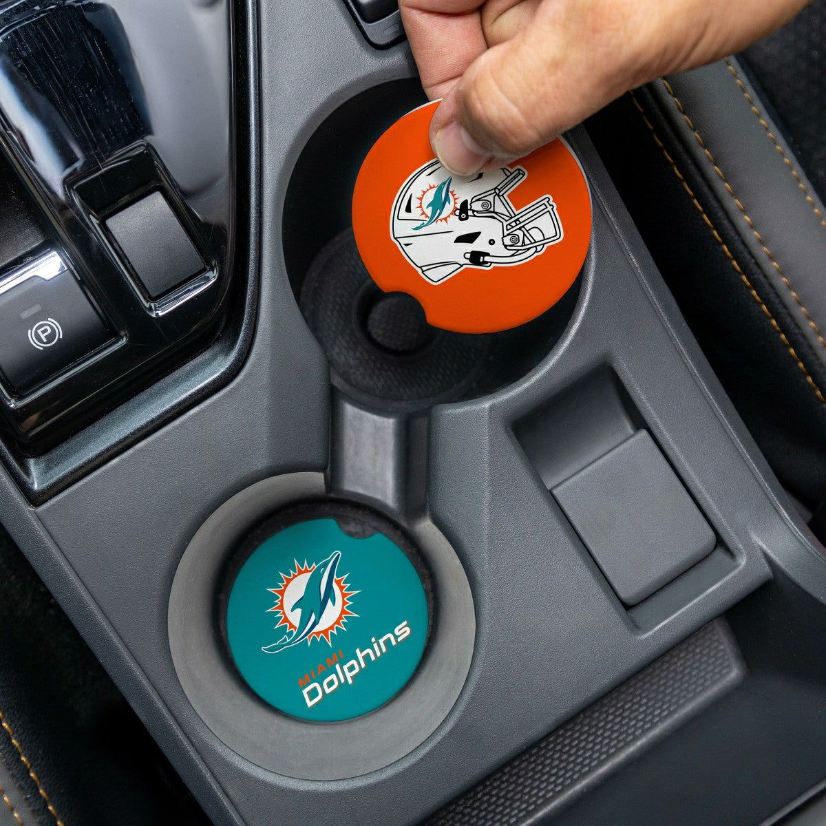 Team Sports America Everyday - Miami Dolphins Car Coaster Set, 2pc