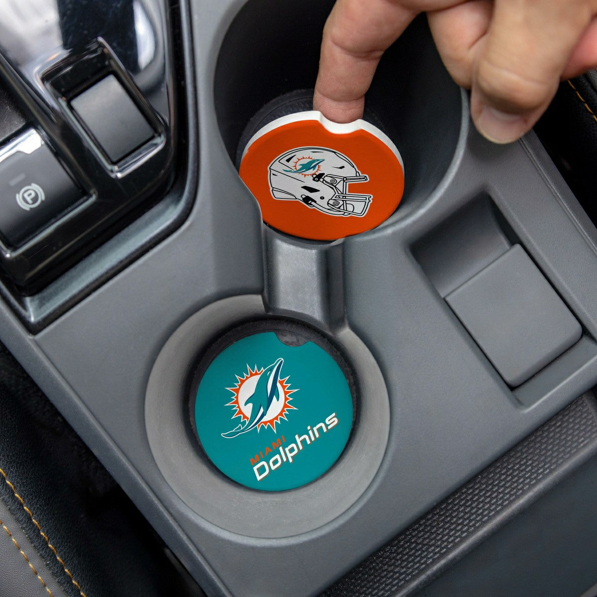 Team Sports America Everyday - Miami Dolphins Car Coaster Set, 2pc