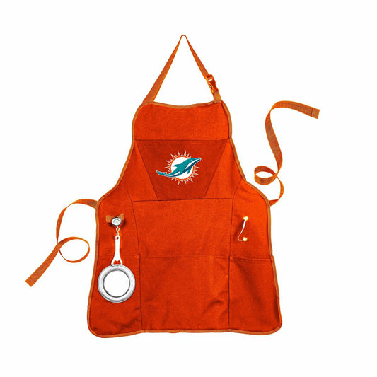 Team Sports America Recommended - Deluxe Cotton Canvas NFL Team Pride Grilling/Cooking Apron, Miami Dolp