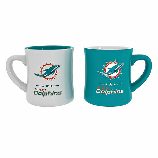 Team Sports America Essential - Miami Dolphins 10oz Ceramic Cup Set, 2pc