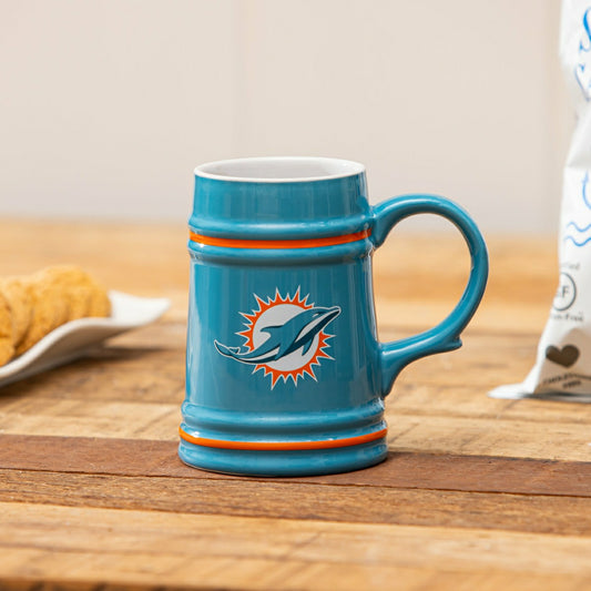 Team Sports America Value - Miami Dolphins Ceramic Stein Cup, 24oz