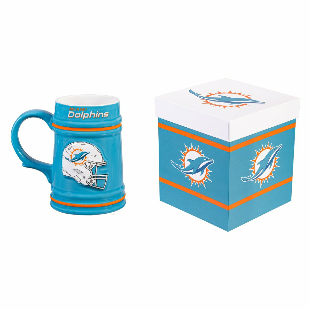 Team Sports America Value - Miami Dolphins Ceramic Stein Cup, 24oz