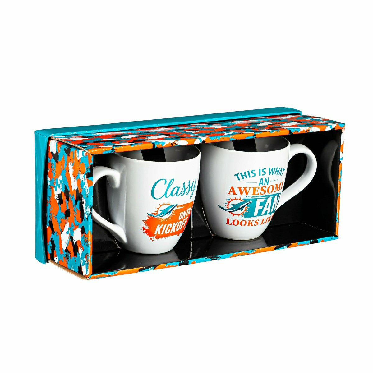 Team Sports America Recommended - Miami Dolphins, Ceramic Cup O'Java 17oz Gift Set