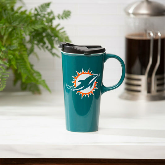 Team Sports America Exclusive - Miami Dolphins, 17oz Boxed Travel Latte