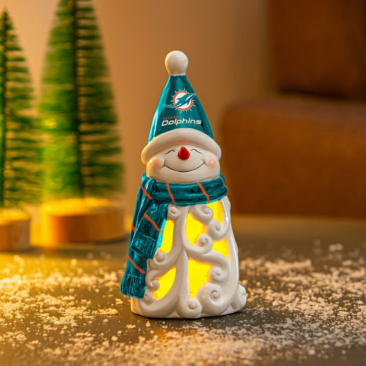 Team Sports America Signature - Miami Dolphins Snowman LED Statuary, 8"