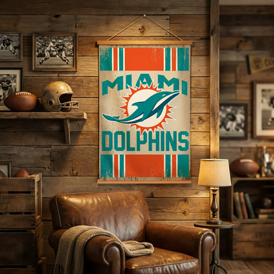 Team Sports America Value - Miami Dolphins, Canvas Wall Tapestry, Medium, 36x24
