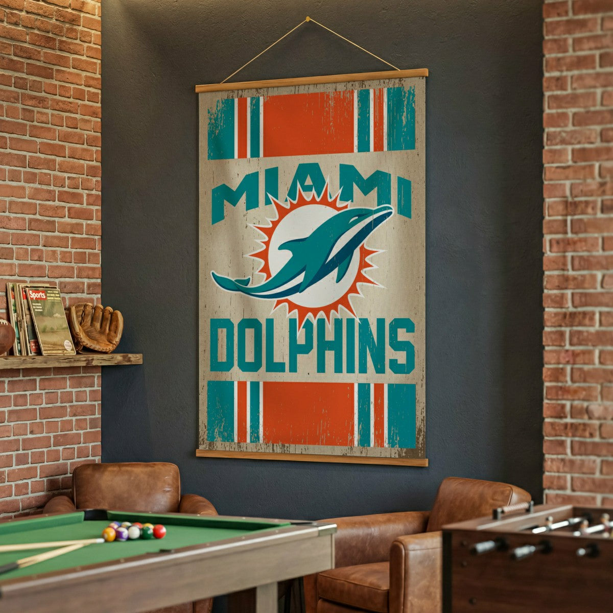 Team Sports America Trending - Miami Dolphins, Canvas Wall Tapestry, Large, 54x36
