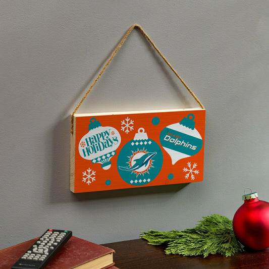 Team Sports America Classic - Miami Dolphins Holiday Wood Wall Sign, 6x11