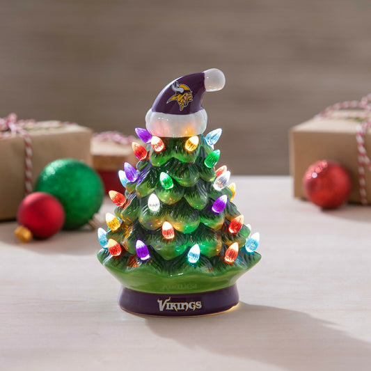Team Sports America Trending - 8" LED Ceramic Christmas Tree, Minnesota Vikings