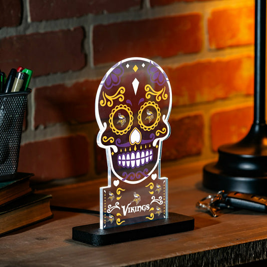 Team Sports America Recommended - Minnesota Vikings NFL Football Sugar Skull Desklite LED Decor