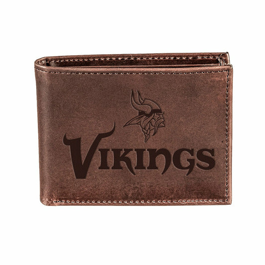 Team Sports America Everyday - Minnesota Vikings, Bi-Fold Wallet, Brown, CH, 100% Genuine Leather