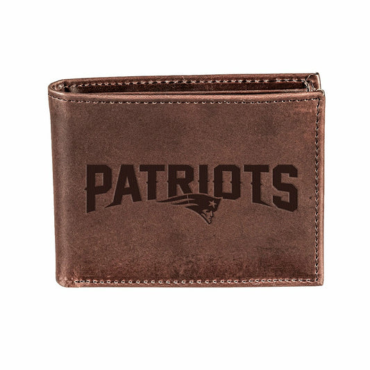 Team Sports America Exclusive - New England Patriots, Bi-Fold Wallet, Brown, CH, 100% Genuine Leather