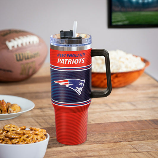 Team Sports America Recommended - 40oz Stainless Steel Canyon Cup w/ Straw, New England Patriots
