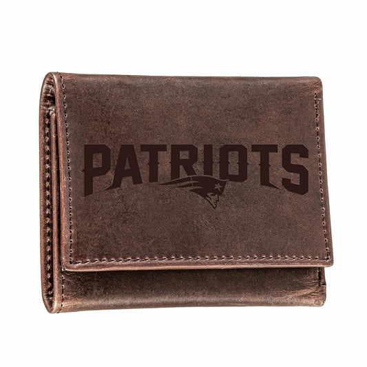 Team Sports America Everyday - New England Patriots, Tri-Fold Wallet, Brown, CH, 100% Genuine Leather