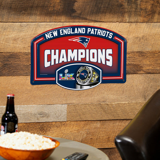 Team Sports America Trending - New England Patriots, Super Bowl 60, Ring, USA Embossed Steel Wall Sig