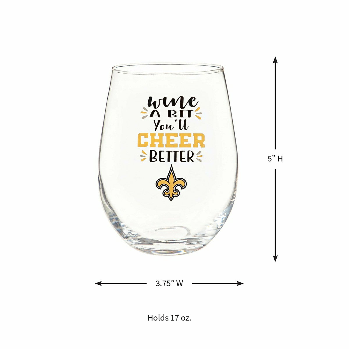 Team Sports America Recommended - New Orleans Saints, 17oz Boxed Stemless Wine