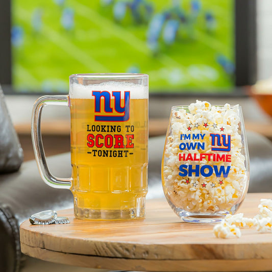 Team Sports America Essential - New York Giants, Stemless 17OZ Wine & Beer 16 OZ Gift Set