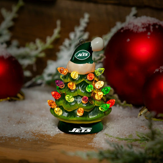 Team Sports America Value - New York Jets 4" Mini LED Tabletop Christmas Tree, Set of 2