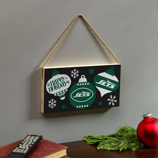 Team Sports America Signature - New York Jets Holiday Wood Wall Sign, 6x11