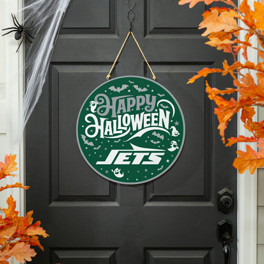 Team Sports America Everyday - New York Jets Halloween Round Door Décor with Hanging Rope, 18x18