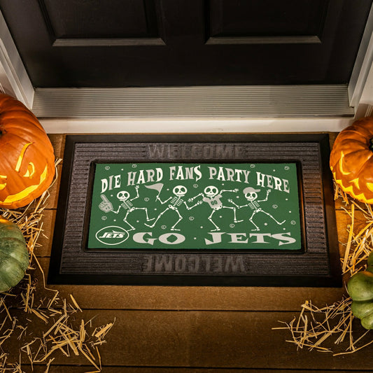 Team Sports America Trending - New York Jets Flocked Coir Halloween Sassafras Switch Mat, 22"x10"
