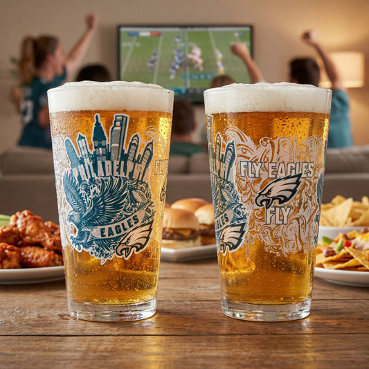 Team Sports America Signature - Philadelphia Eagles 16oz Glass pint, Set of 2