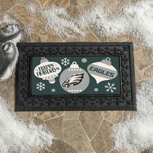 Team Sports America Trending - Philadelphia Eagles Holiday Flocked Coir Sassafras Switch Mat, 22"x10"