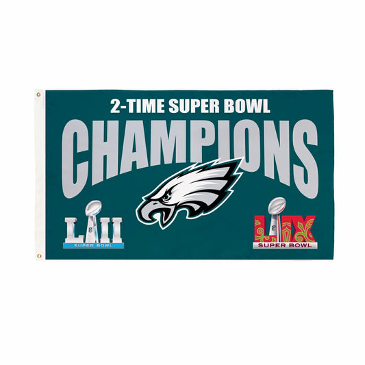 Team Sports America Signature - Philadelphia Eagles Multi-Win Super Bowl Champions Football 3x5 Flag
