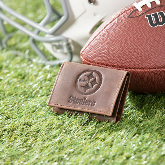 Team Sports America Classic - Pittsburgh Steelers, Tri-Fold Wallet, Brown, CH, 100% Genuine Leather
