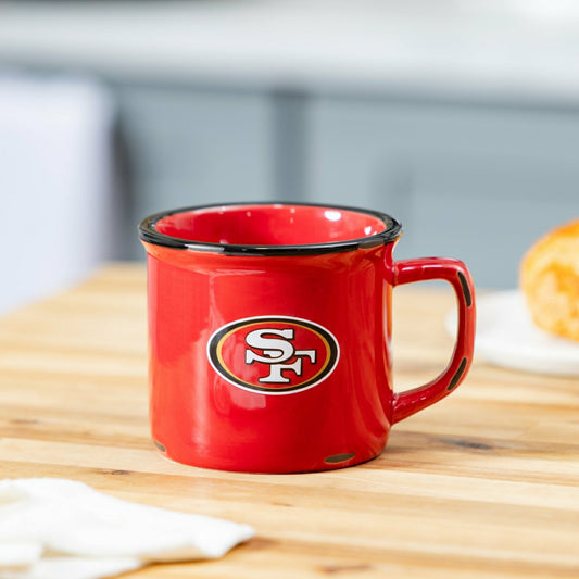 Team Sports America Essential - San Francisco 49ers Ceramic Camp Cup with Enamel Finish, 14oz