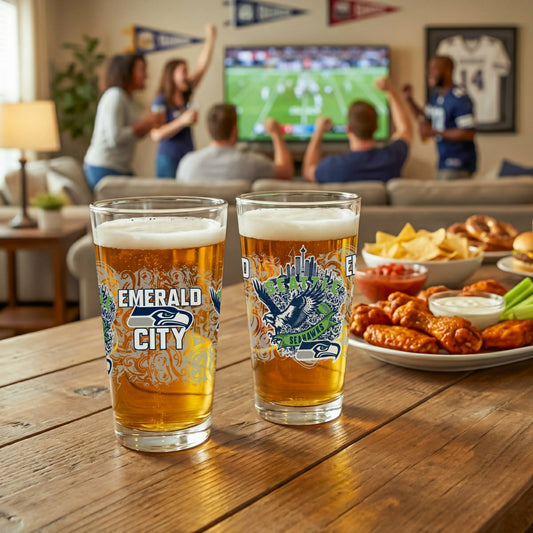 Team Sports America Essential - Seattle Seahawks 16oz Glass pint, Set of 2