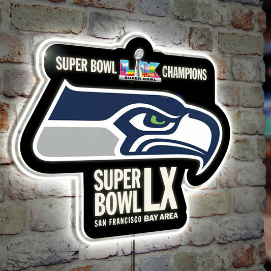 Team Sports America Recommended - Seattle Seahawks, Super Bowl 60, LED Wall Decor, Glazelite Shaped