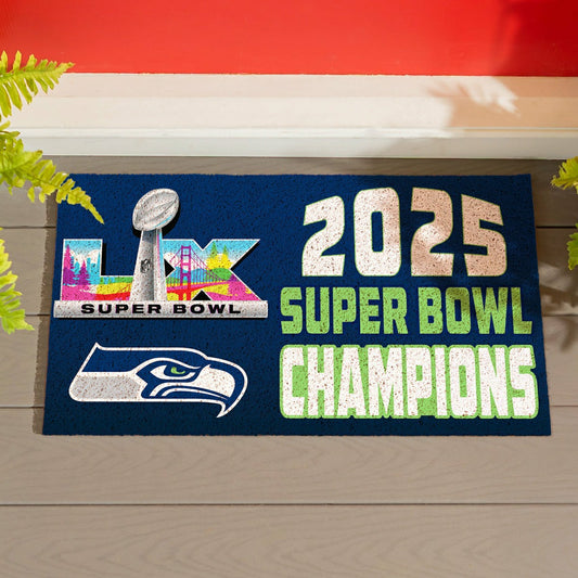 Team Sports America Classic - Seattle Seahawks, Super Bowl 60, Champions, Turf Mat, Color, 28"x 16"
