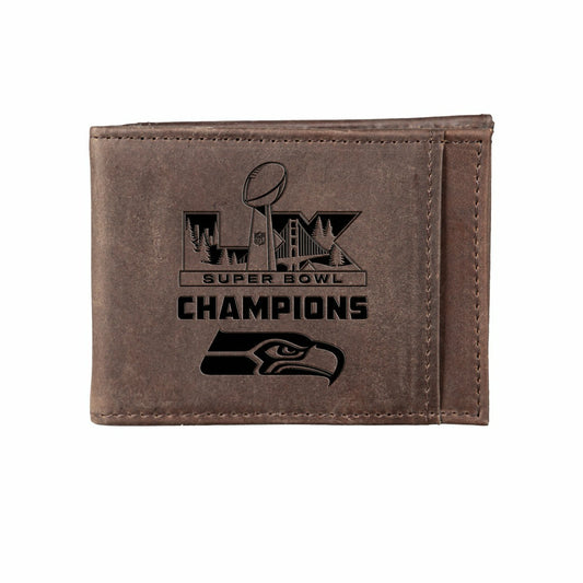Team Sports America Everyday - Seattle Seahawks, Super Bowl 60, Front Pocket Wallet, Brown