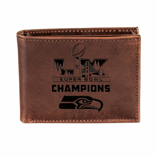 Team Sports America Exclusive - Seattle Seahawks, Super Bowl 60, Wallet, Bi-fold, Brown