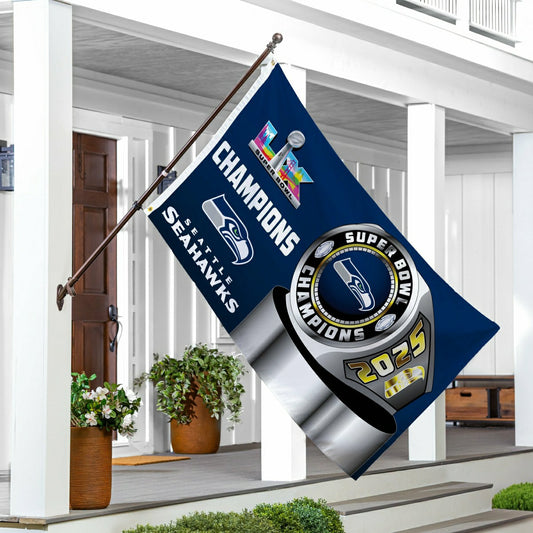 Team Sports America Trending - Seattle Seahawks, Super Bowl 60, Ring, Single Sided Flag w/ 2 Grommets