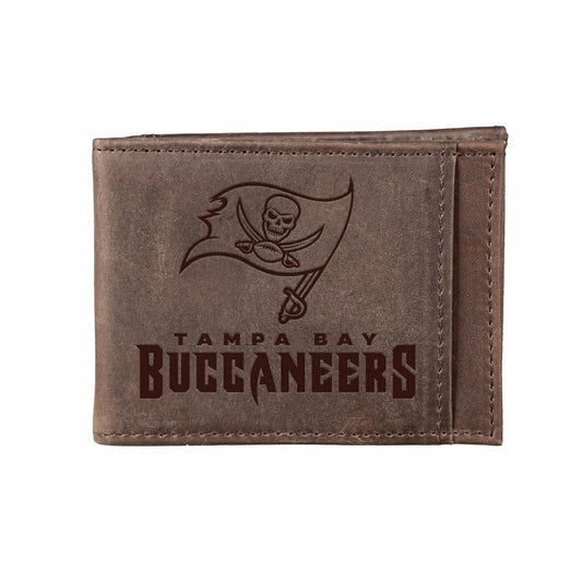 Team Sports America Classic - Front Pocket Wallet w/ RFID Blocking, Tampa Bay Buccaneers, Brown