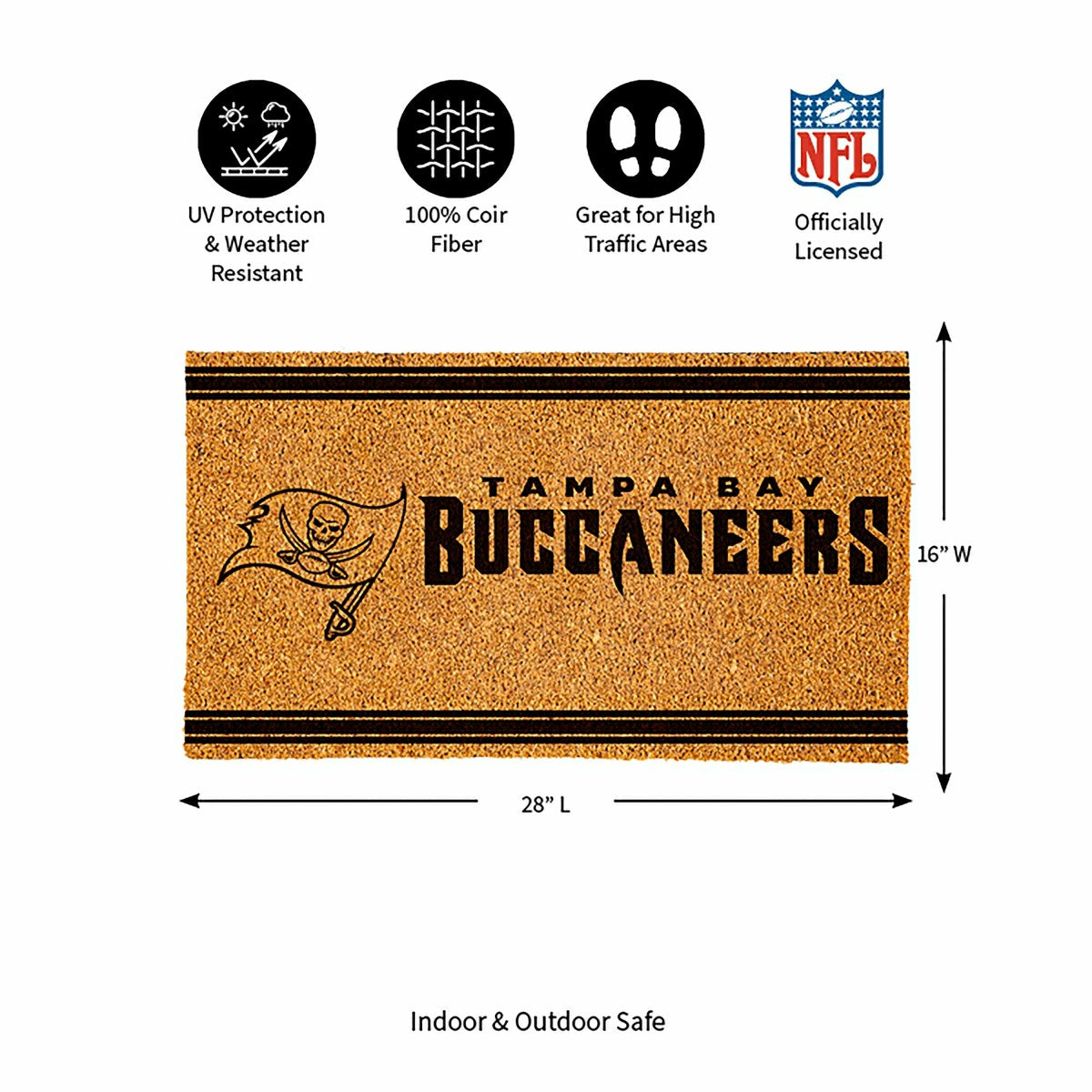 Team Sports America Recommended - Tampa Bay Buccaneers, Coir Mat 1C